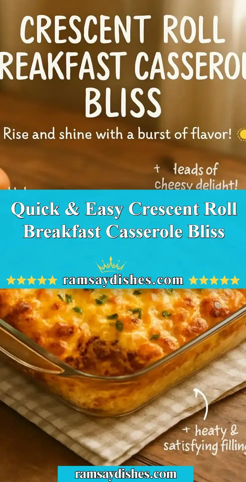 Quick and easy crescent roll casserole breakfast ready to serve.