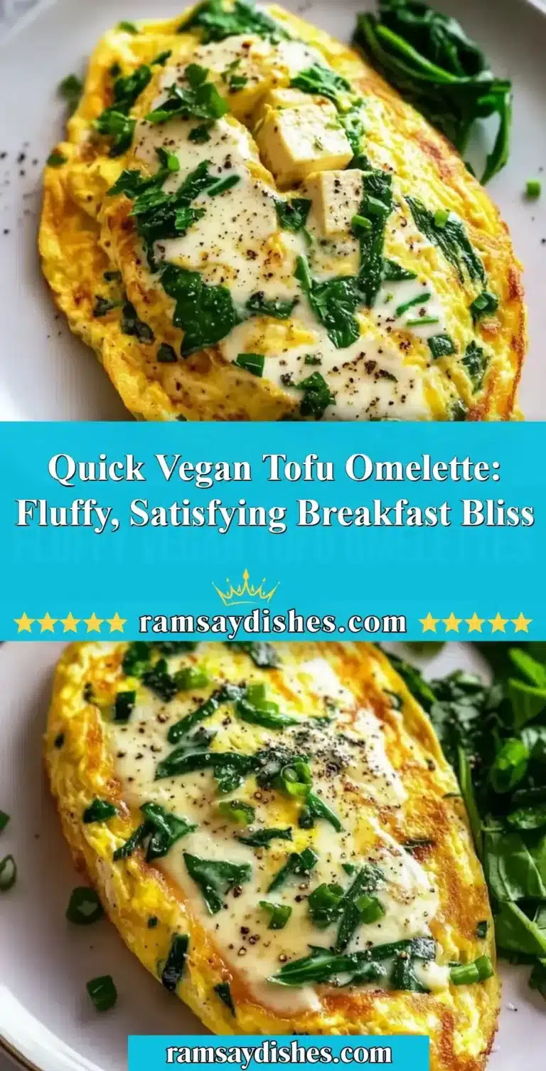 Fluffy vegan tofu omelette served on a plate with fresh vegetables