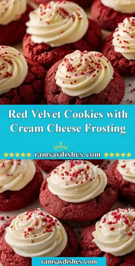 Red Velvet Cookies with Cream Cheese Frosting on a plate