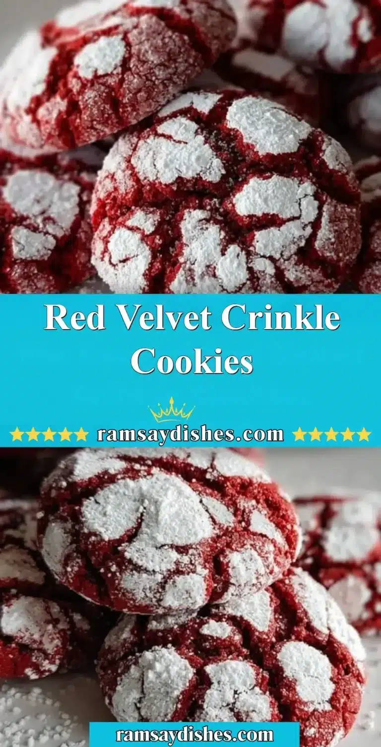 Delicious Red Velvet Crinkle Cookies with vibrant color and sweet icing
