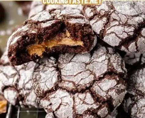 Reese's Crinkle Cookies 5 Reese's crinkle cookies with rich chocolate and a crinkly texture