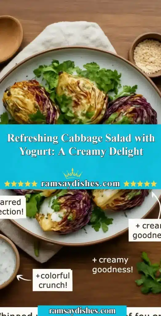 Refreshing cabbage salad with yogurt dressing, served in a bowl