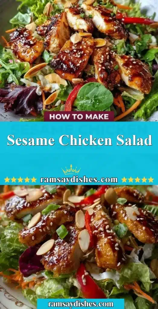 Delicious Sesame Chicken Salad with fresh greens and sesame dressing
