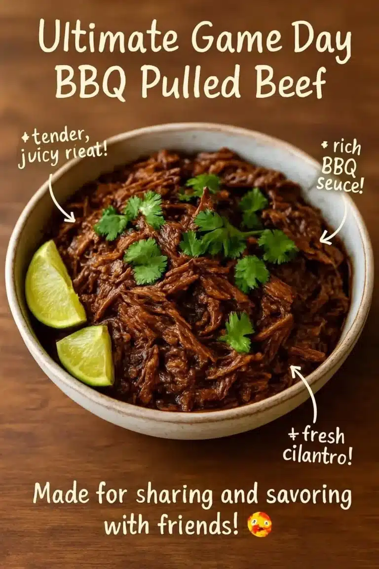 Delicious Slow Cooker BBQ Pulled Beef served with buns and coleslaw.