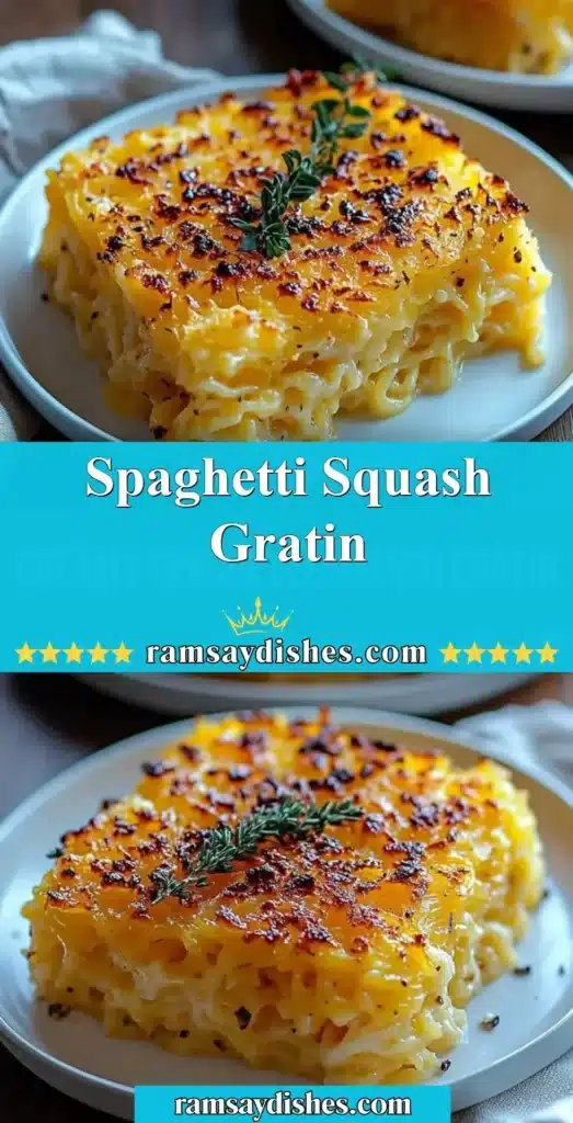 Baked Spaghetti Squash Gratin topped with cheese and herbs