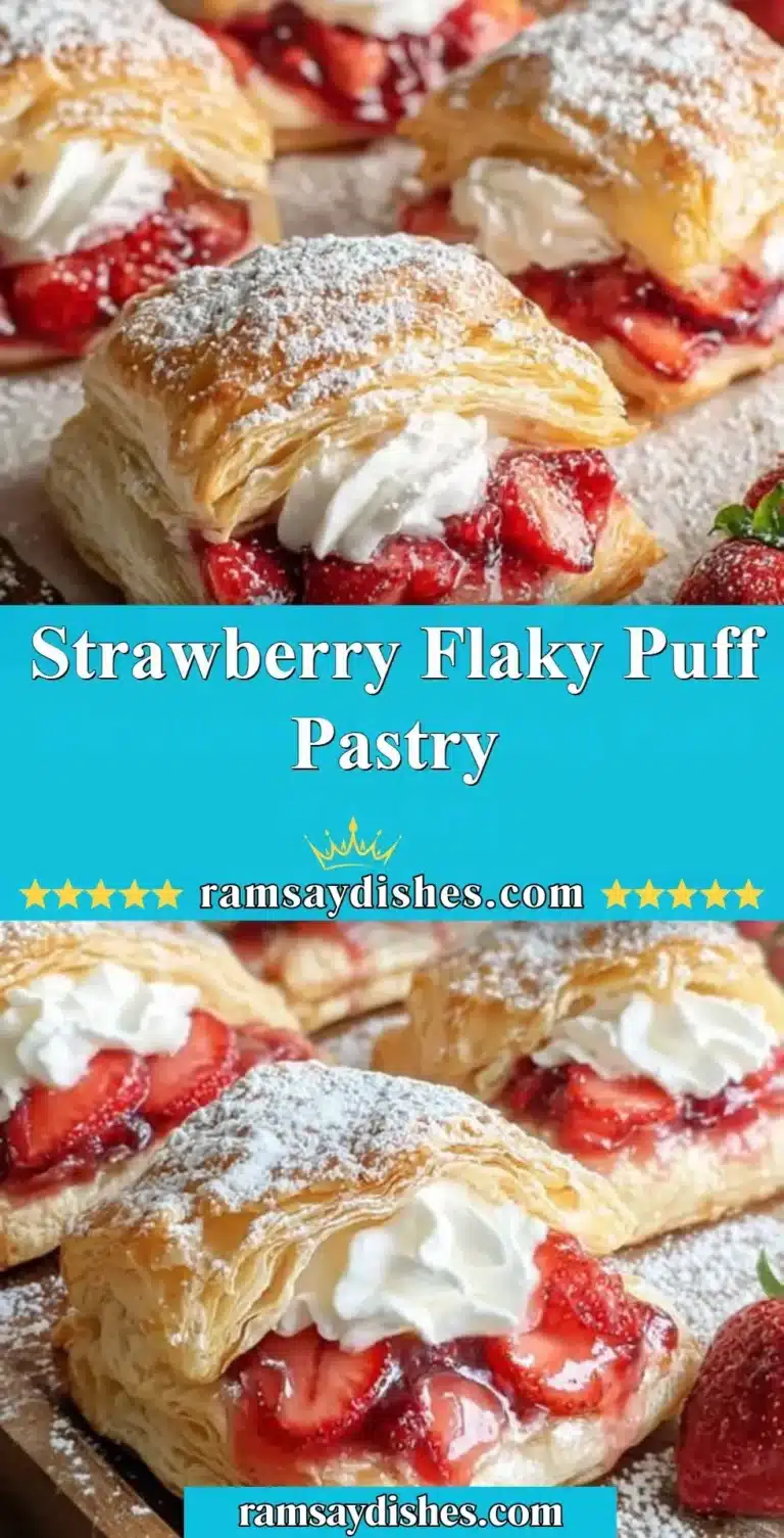 Strawberry Flaky Puff Pastry 8 Delicious strawberry flaky puff pastry topped with fresh strawberries