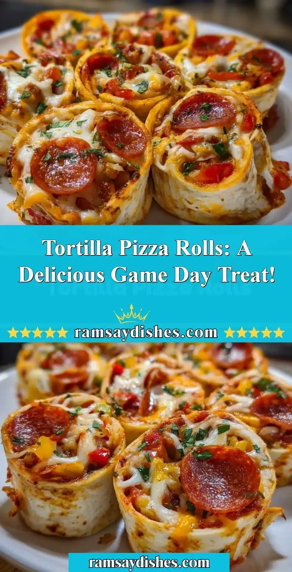 Delicious tortilla pizza rolls served on a plate