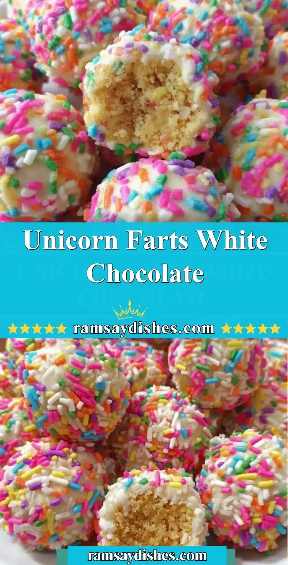 Delicious Unicorn Farts White Chocolate treat with colorful sprinkles