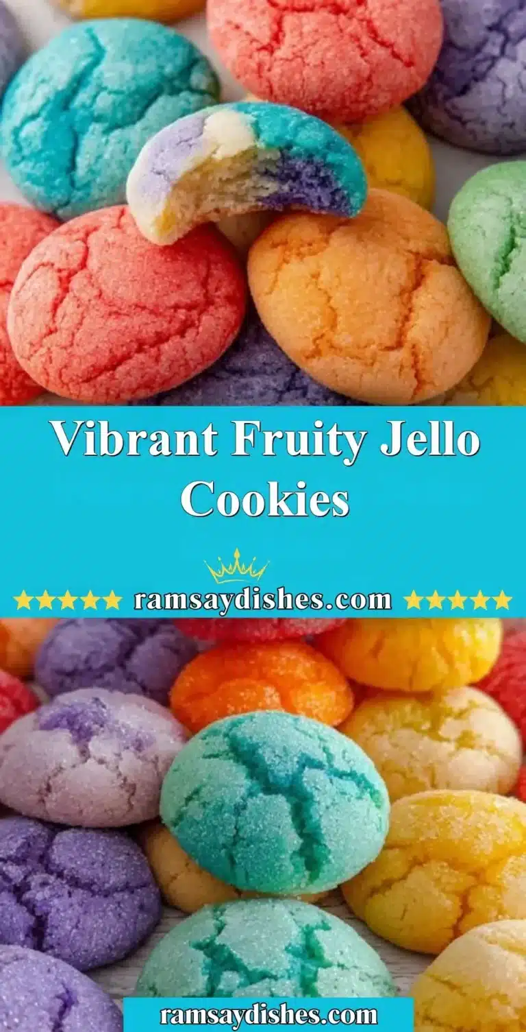 Vibrant Fruity Jello Cookies 5 Vibrant fruity jello cookies arranged on a colorful plate