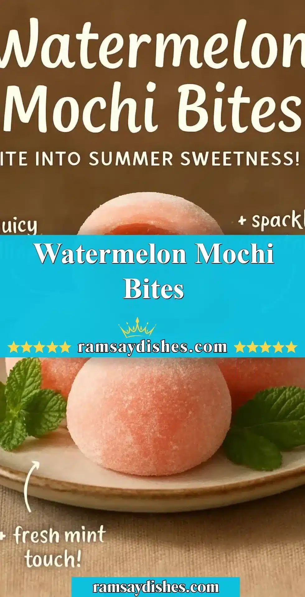 Delicious watermelon mochi bites arranged on a plate