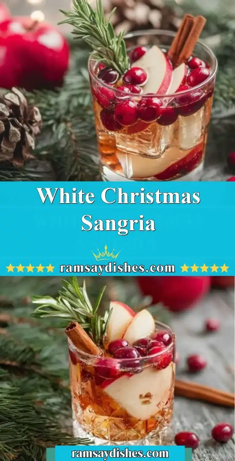 White Christmas Sangria 7 A glass of White Christmas Sangria filled with festive fruits and herbs