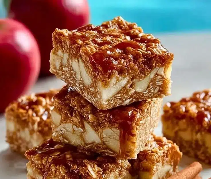 Delicious homemade apple cinnamon breakfast bars ready to eat