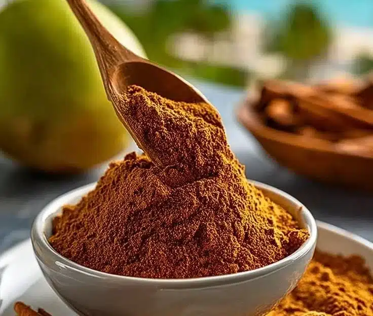 Bowl of Apple Pie Spice with whole spices and fresh apples