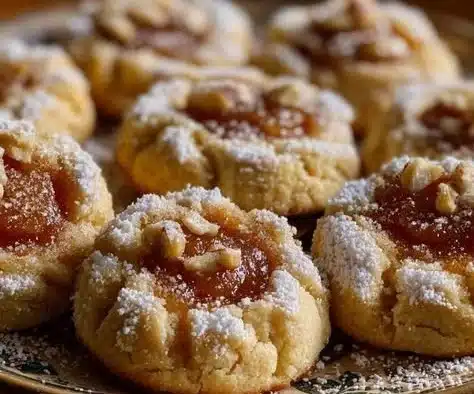 Apple Pie Thumbprint Cookies with apple filling and crumbly topping