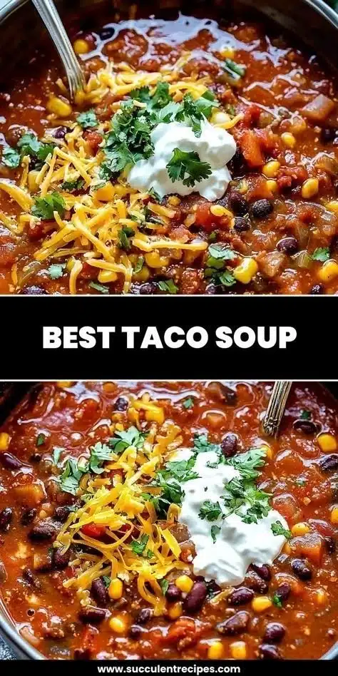 Bowl of delicious homemade taco soup topped with cheese and cilantro