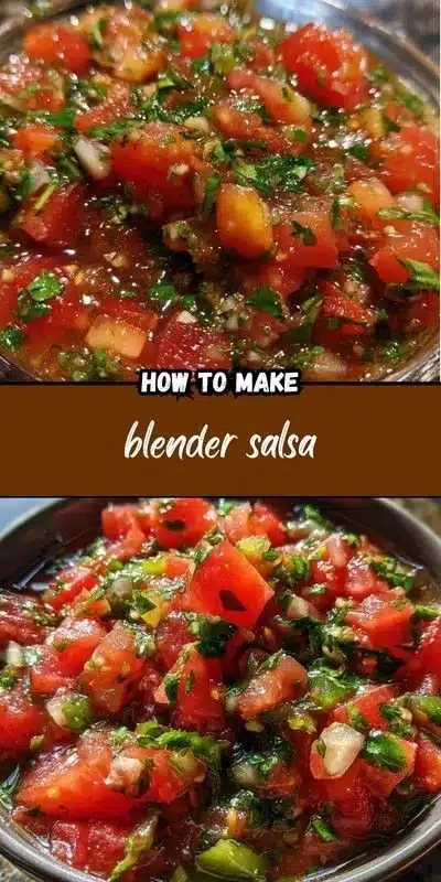 Freshly made Blender Salsa in a bowl with lime and cilantro garnish.