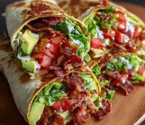 Blt Wraps With Secret Sauce 6 BLT wraps with secret sauce served on a plate