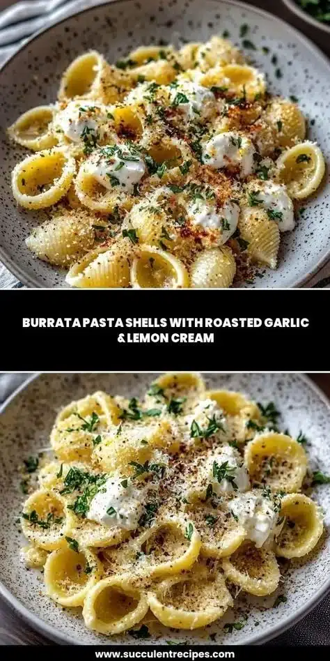 Creamy burrata pasta shells served with fresh herbs and spices
