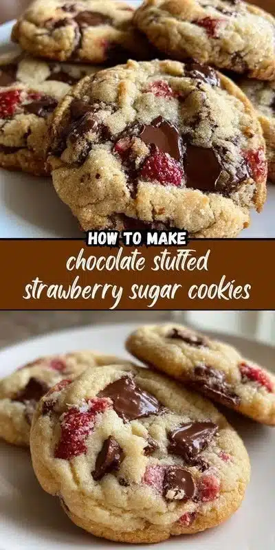 Chocolate Stuffed Strawberry Sugar Cookies 5 Chocolate stuffed strawberry sugar cookies, perfect for dessert lovers.