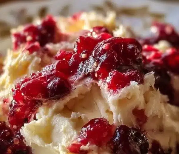 Creamy Christmas Cranberry Honey Butter served on a slice of bread.