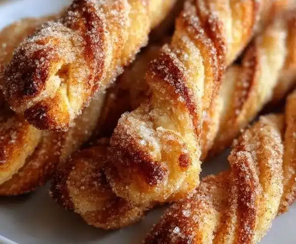Freshly baked Cinnamon Sugar Twists with a golden, sugary crust