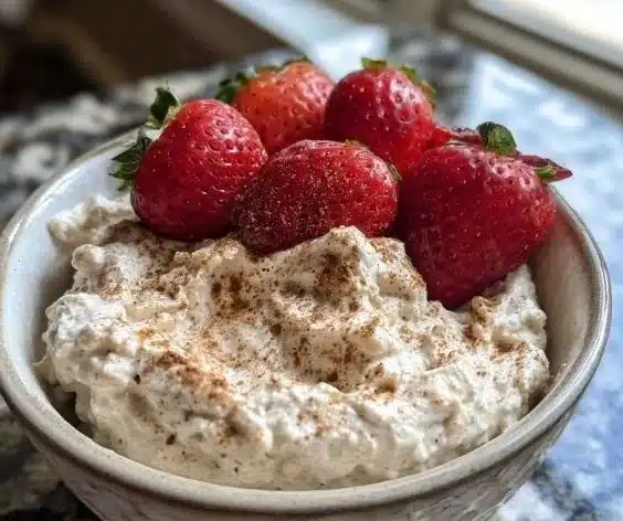 Cinnamon yogurt dip served with fresh fruit for a healthy snack
