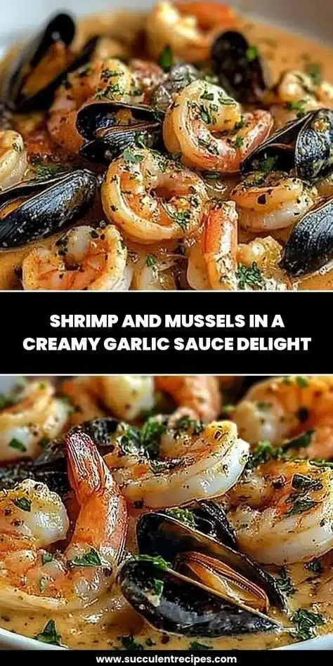Delicious creamy garlic seafood pasta dish served in a bowl