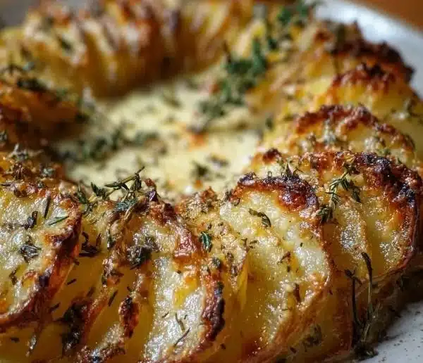 Creamy Gruyère Potato Gratin Wreath 9 Creamy Gruyère potato gratin wreath served on a festive table.