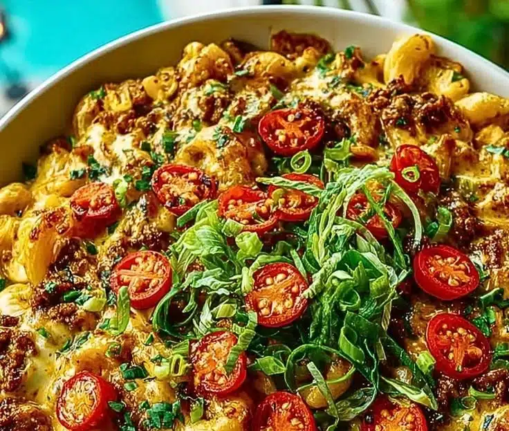 Creamy Taco Mac and Cheese 9 Creamy taco mac and cheese dish with spices and cheese