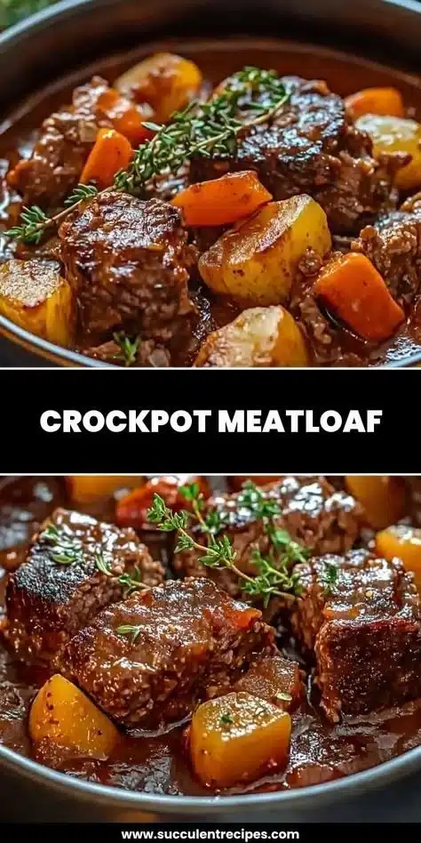 Crockpot Meatloaf 9 Delicious Crockpot Meatloaf served with mashed potatoes and vegetables.