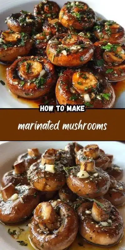 A bowl of delicious marinated mushrooms ready to serve