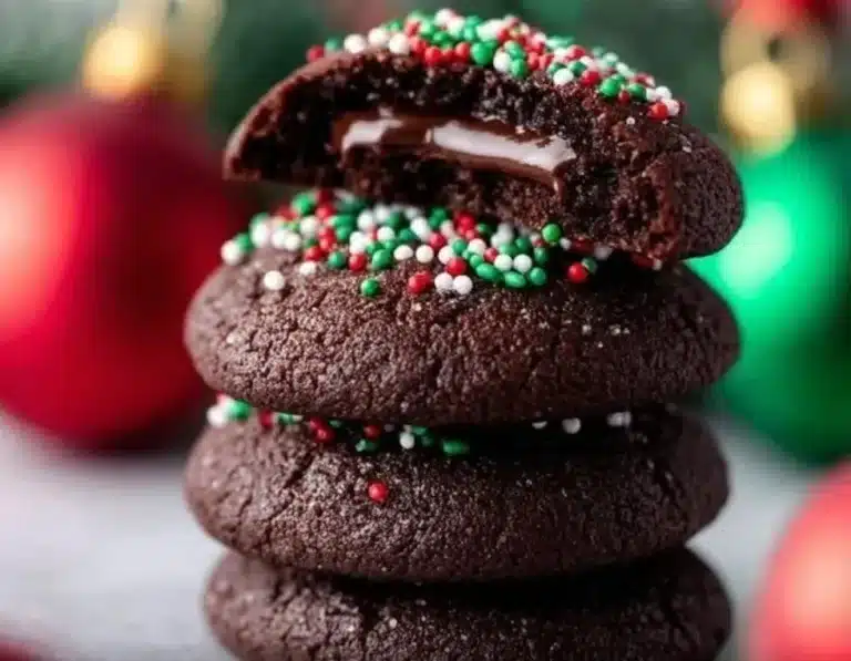 Delicious chocolate thumbprint cookies filled with creamy ganache