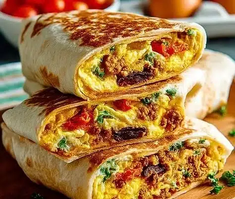 Freezer Breakfast Burritos 32 Freezer breakfast burritos ready for a quick and tasty morning meal.