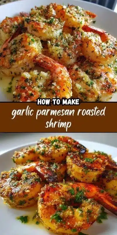 Garlic Parmesan Roasted Shrimp 4 Plate of Garlic Parmesan Roasted Shrimp garnished with parsley and lemon
