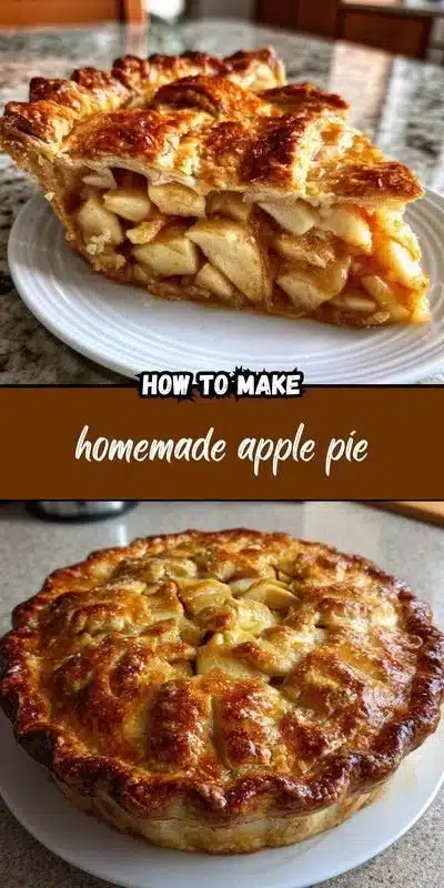 Delicious homemade apple pie with golden crust and fresh apples
