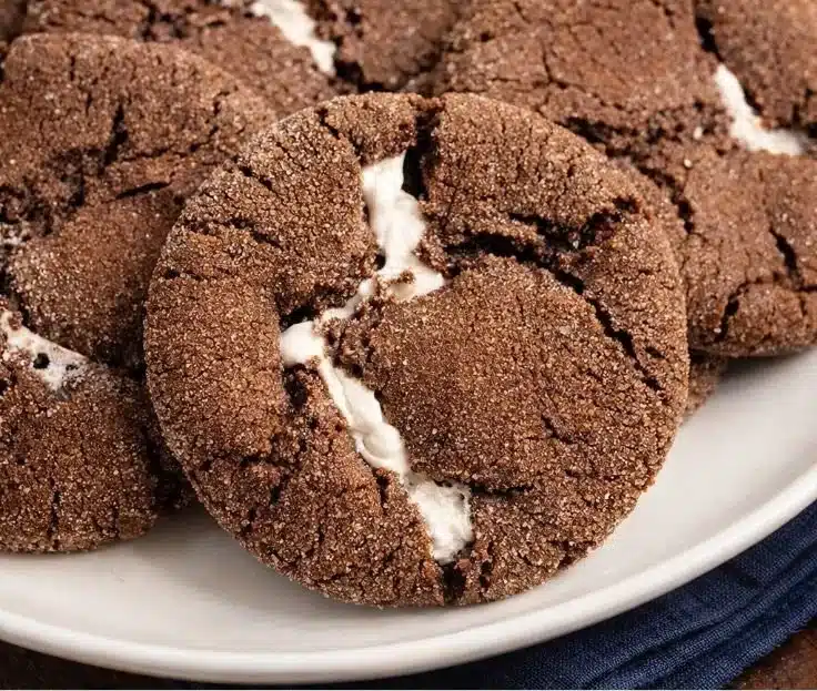 Decadent hot chocolate cookies stacked on a plate, ready to enjoy this winter.