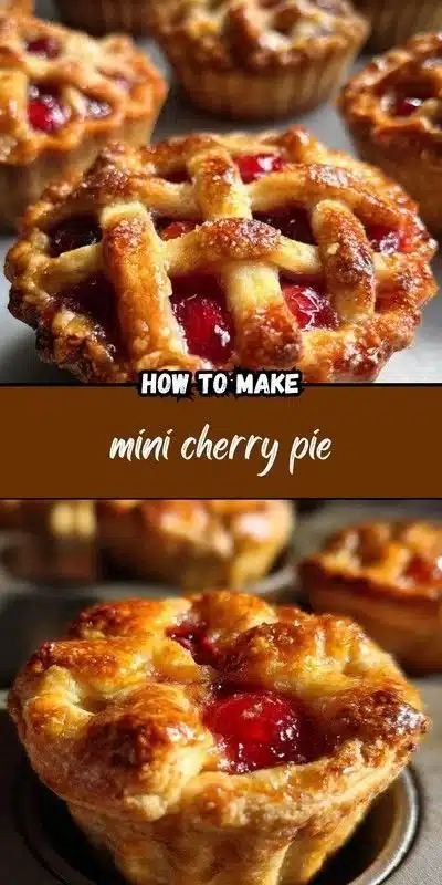 Delicious mini cherry pies on a wooden table, ready to be enjoyed