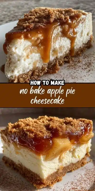 No Bake Apple Pie Cheesecake 6 No Bake Apple Pie Cheesecake with a graham cracker crust and fresh apple topping