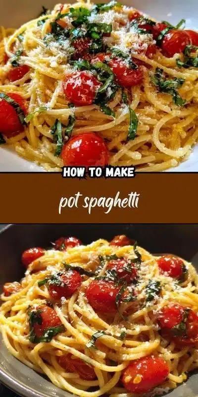 One-Pot Spaghetti dish served with fresh herbs and grated cheese