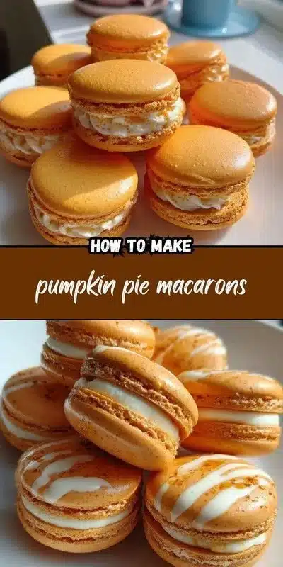 Delicious Pumpkin Pie Macarons arranged on a plate, perfect for fall desserts.