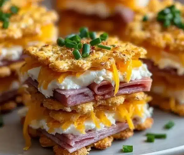 Ritz Cracker Party Sandwiches displayed on a platter for a festive gathering