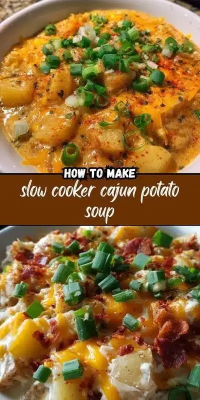 A bowl of Slow Cooker Cajun Potato Soup with herbs and spices