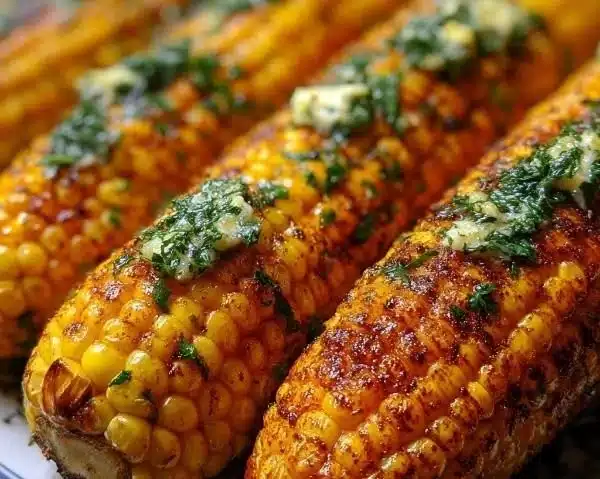 Spicy Grilled Cajun Corn with Herbed Butter 9 Spicy Grilled Cajun Corn with Herbed Butter on a grill
