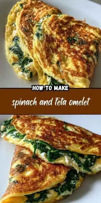 Spinach and Feta Omelet served on a plate with garnishes