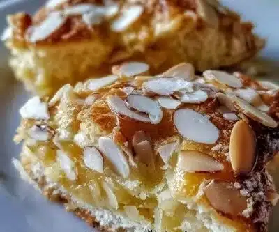 Sweet almond pastry with flaky layers and almond filling
