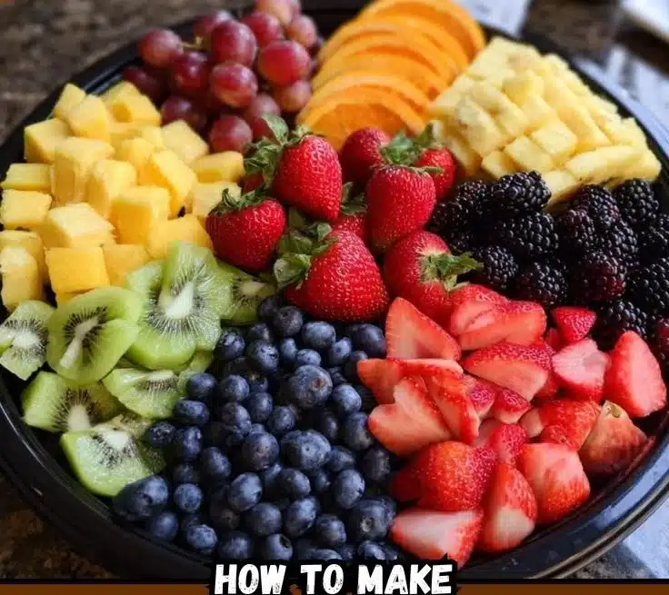 Enchanted Fruit Platter 2 A beautifully arranged enchanted fruit platter filled with colorful fresh fruits.