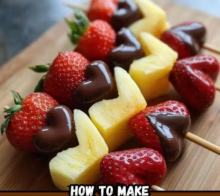 Colorful fruit valentines skewers on a plate for a delightful treat.