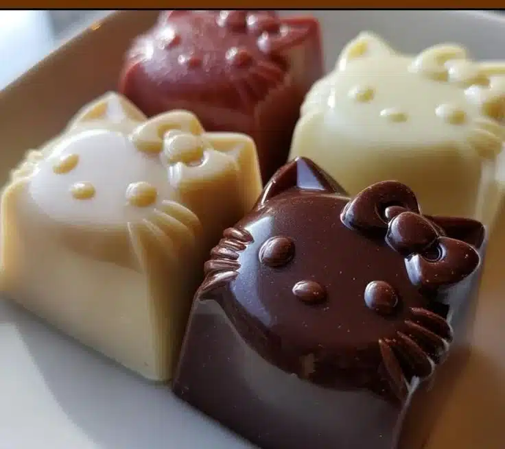 Assorted Hello Kitty chocolates featuring various designs and flavors.