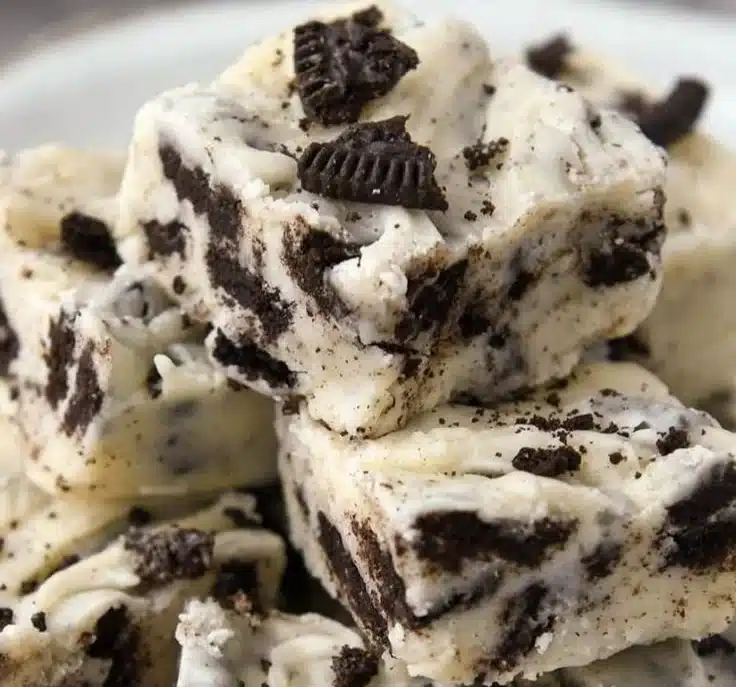 Delicious homemade Oreo Fudge dessert with crushed Oreos and chocolate