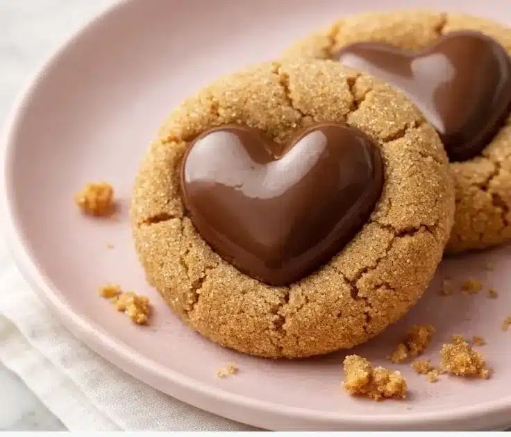 Quick Valentine’s Day Peanut Blossom Cookies 3 Freshly baked Peanut Blossom Cookies with chocolate kisses for Valentine's Day.